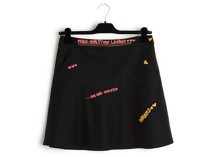 Christian Lacroix Black script Skirt FR40
