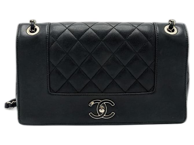 Chanel Black/Blue Quilted Leather Classic Mademoiselle Vintage Flap Bag  Chanel