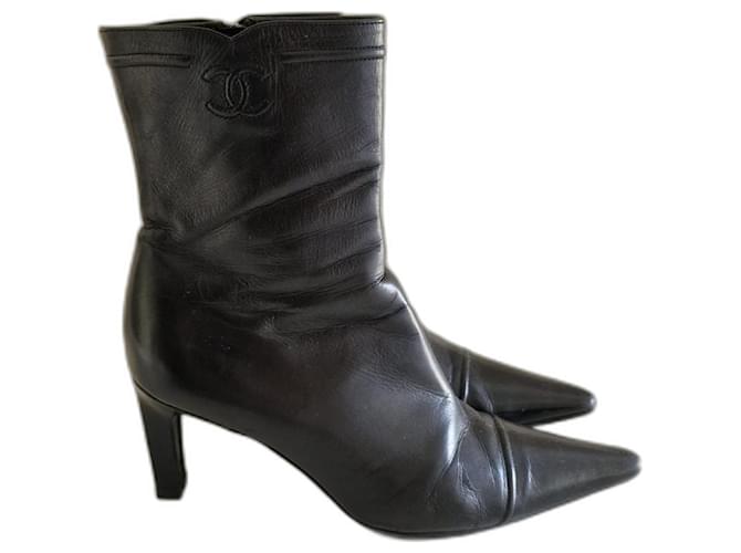 Chanel ankle boots Nero Pelle  ref.1058843