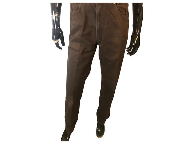 Jeans dritti Burberry marrone scuro cotone