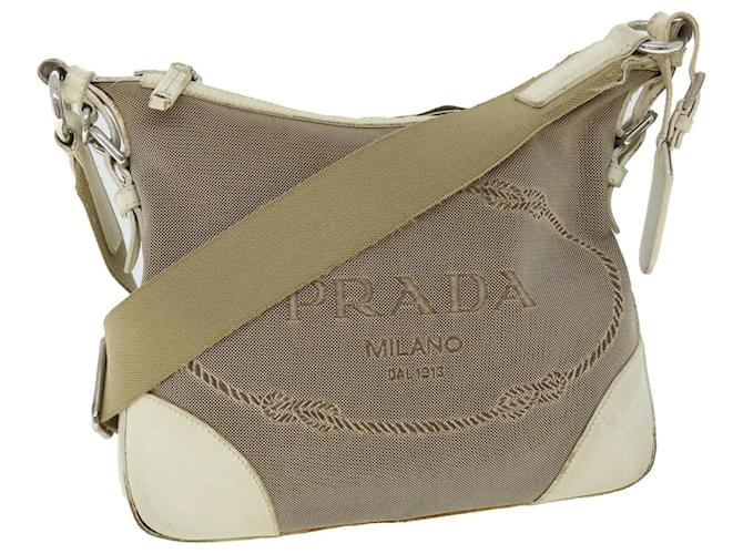 PRADA Shoulder Bag Canvas Leather Beige Auth fm2733 Cloth  ref.1059030