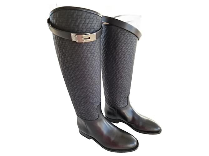 Hermès Jumping boots Black Leather  ref.1059149