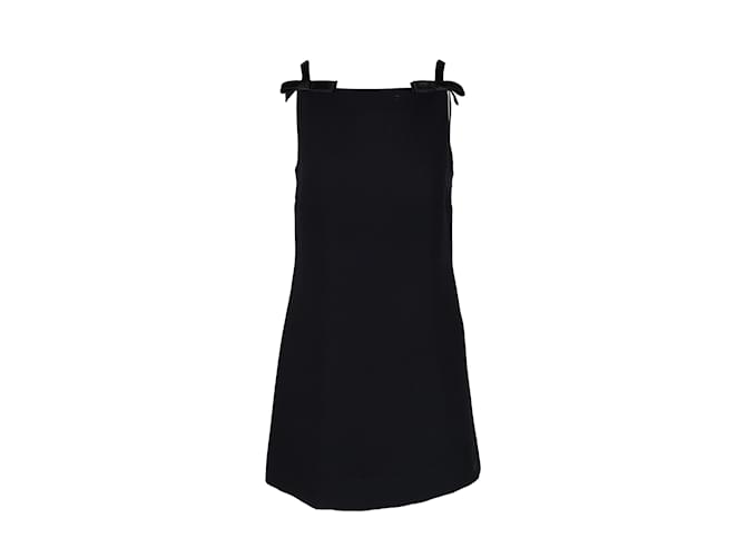Miu Miu Mini-robe en cady avec nœud Noir  ref.1059160