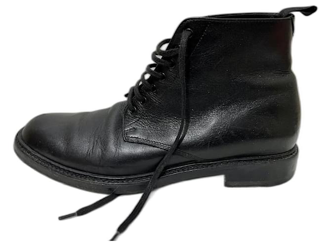 Saint Laurent Military type lace up boots Black Leather  ref.1059213