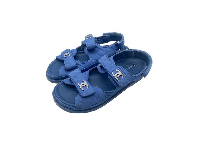 CHANEL  Sandals T.eu 39 cloth Blue  ref.1059308
