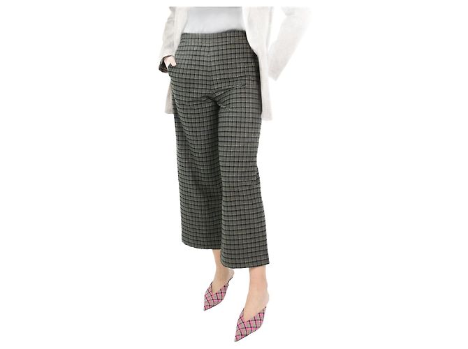 Rue Blanche Grau karierte Hose mit hohem Bund und weitem Bein – Größe S