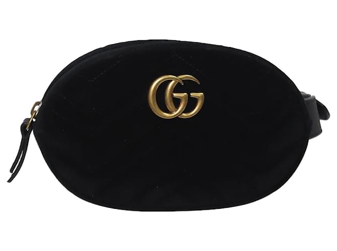 Gucci Bolsa de cintura Marmont em veludo preto  ref.1059422