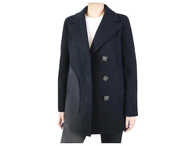 Chanel Cappotto in lana con bottoni e dettagli gioiello nero - taglia FR 40  ref.1059436