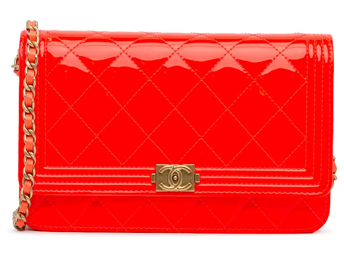 Chanel Red Patent Boy Wallet on Chain Leather Patent leather ref.1059550 -  Joli Closet