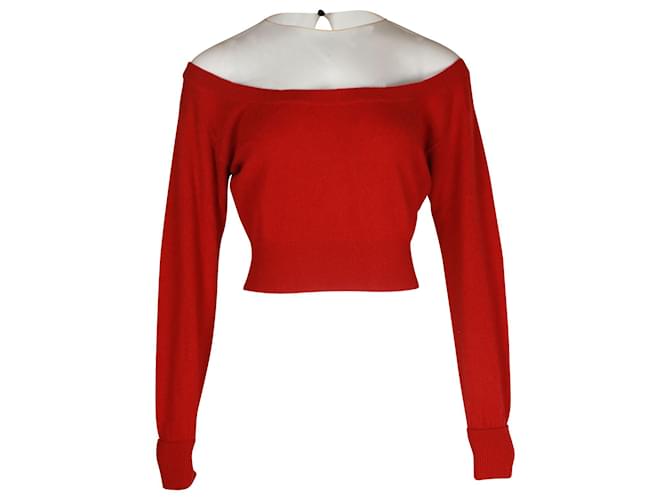 Suéter recortado de malha Alexander Wang em caxemira vermelha Vermelho Casimira Lã  ref.1059745