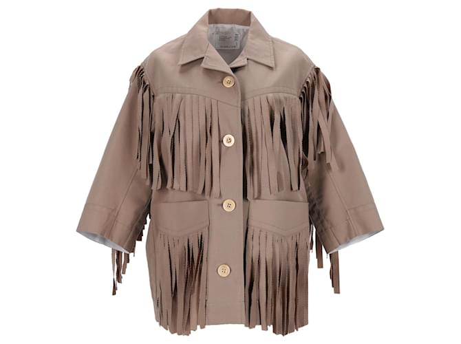 Sacai Western-Style Fringed Jacket in Beige Cotton  ref.1059758
