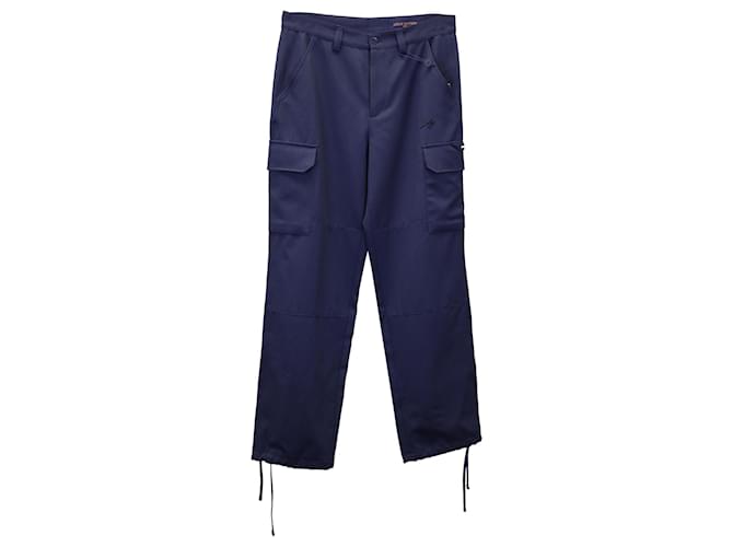 Pantalon cargo à empiècements Louis Vuitton LVSE en laine bleu marine  ref.1059771