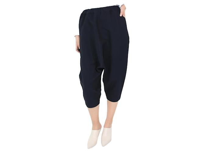 Comme Des Garcons Navy elasticated waistband barrel leg trousers - size S Blue Polyester  ref.1059784
