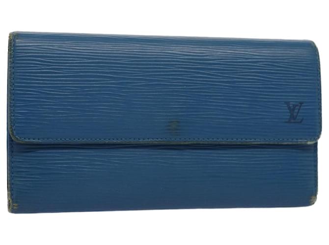 LOUIS VUITTON Epi Porte Tresor International Long Wallet Blue M63385 auth 52794 Leather  ref.1060088