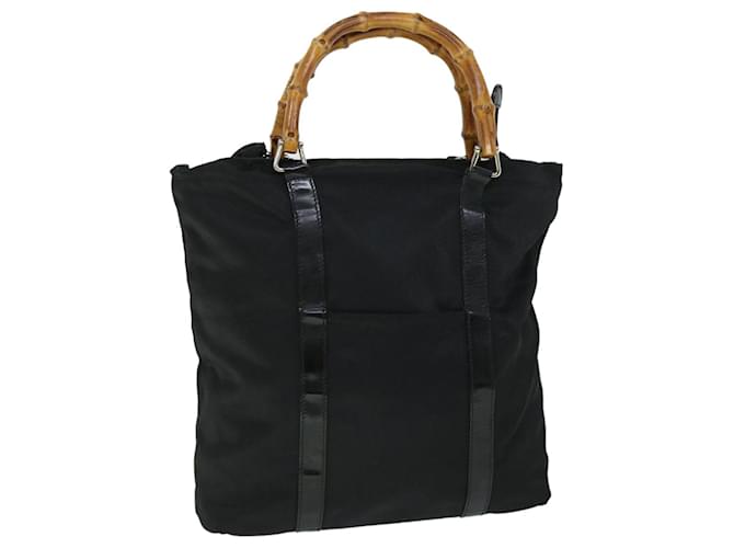 GUCCI Bamboo Hand Bag Nylon Black Auth ep1568  ref.1060144