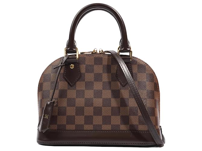 LOUIS VUITTON Alma BB Damier Ebene Satchel Crossbody Bag Brown