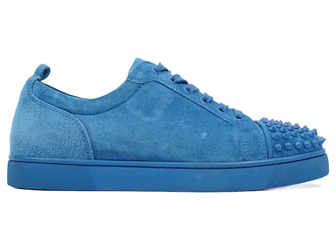 Christian Louboutin Blue Suede Louis Junior Spikes Orlato Sneakers Size 40 Christian  Louboutin