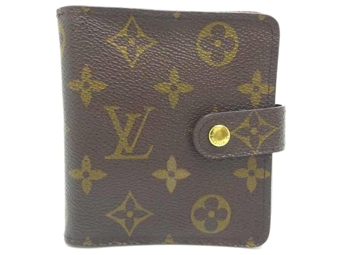 Louis Vuitton Compact zip Marrom Lona  ref.1060511