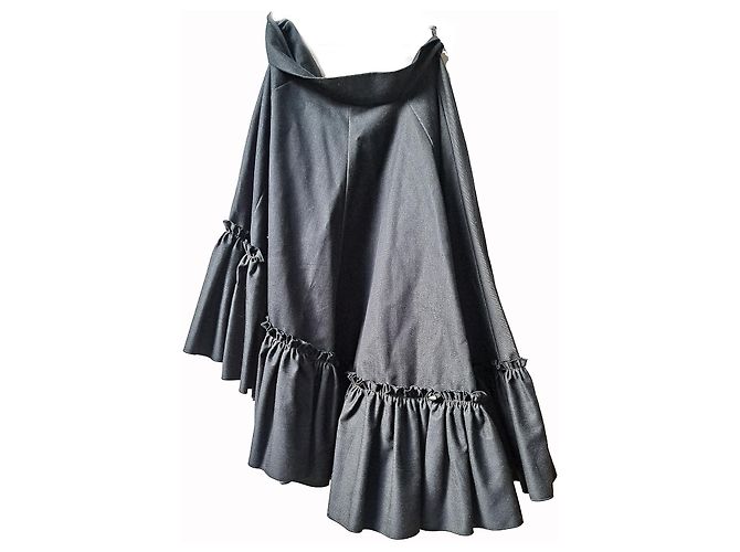 Saia Max Mara com babados de algodão azul marinho Azul escuro