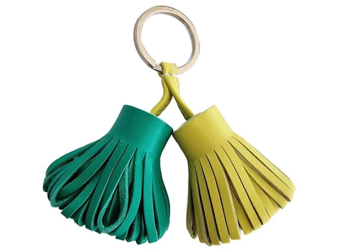 Constance Hermès CARMEN UNO-DOS key ring Yellow Leather  ref.1060571