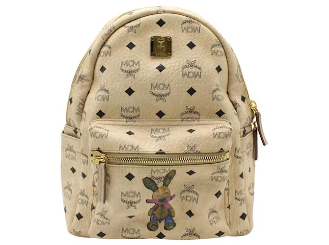 MCM Stark Classic Rabbit Backpack in Visetos Flesh Cloth  ref.1060653