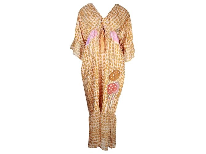 Tsumori Chisato Multicolor Silk Dress with Mushrooms Embroidery  ref.1060660