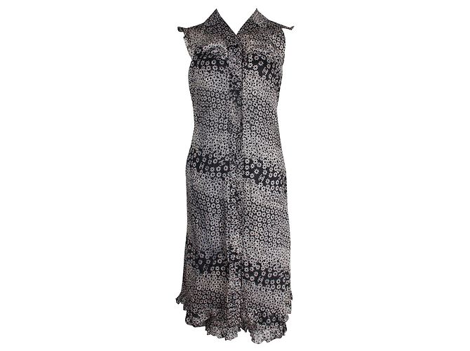 Chanel Vestido de verão floral de algodão preto e creme e jaqueta combinando