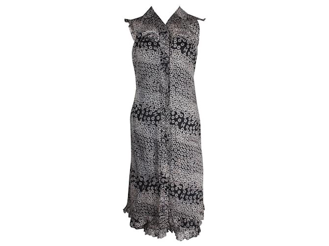 Chanel Geblümtes Sommerkleid aus schwarzer und cremefarbener Baumwolle mit passender Jacke  ref.1060754