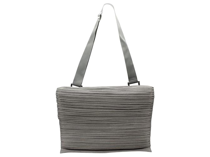 Pleats Please Grey Pleated Messenger Bag Polyester ref.1060815 - Joli Closet