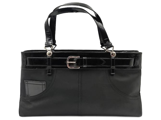 Christian Dior Handtasche aus Nylon und Lackleder Schwarz Leinwand  ref.1060858