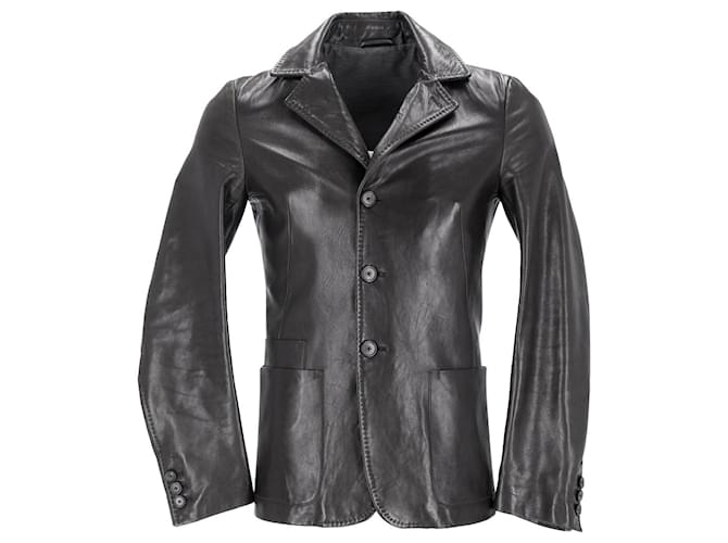 Jil Sander Blazer in Black Leather  ref.1060991