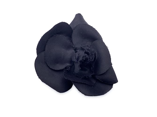 Chanel Vintage Silk Black Flower Brooch Pin Camelia Camellia  ref.1061001