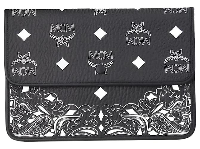 MCM Black monogram leather pouch  ref.1061211