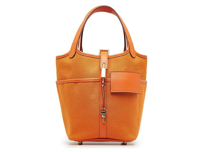 Hermès Hermes Orange Toile Goeland and Swift Cargo Picotin Lock 18 Cloth Cloth  ref.1061336