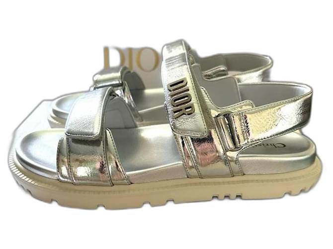 Dior Sandalen Silber Hardware Leder  ref.1061352