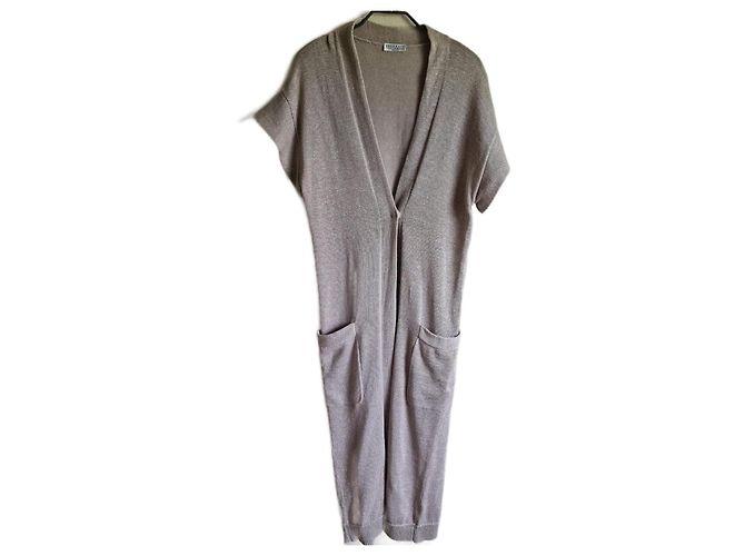 Cardigan Brunello Cucinelli Cinza de Algodão