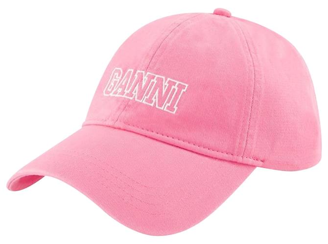 Cappellino con logo - Ganni - Cotone - Rosa  ref.1061381