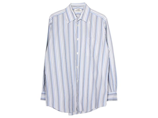 Hermès Camisa Business De Algodón A Rayas Azul