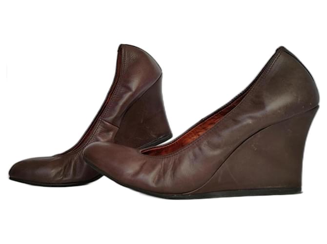Lanvin wedges Brown Leather  ref.1061526