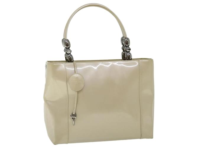 Christian Dior Maris Pearl Hand Bag Patent leather Beige MA-0949 Auth bs7947  ref.1061554