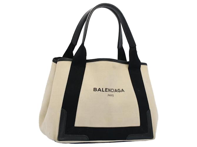 BALENCIAGA Tote Bag Canvas Leather Beige Black Auth bs8120 Cloth  ref.1061569