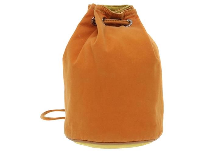 Hermès HERMES Drawstring Bag Pouch Canvas Orange Auth bs7780 Cloth  ref.1061596