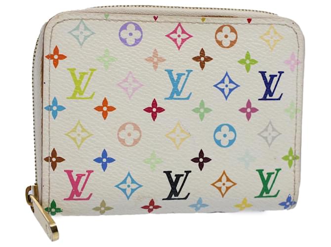 Zippy Monedero con cremallera multicolor con monograma de LOUIS VUITTON Blanco M66548 LV Auth 53412  ref.1061619