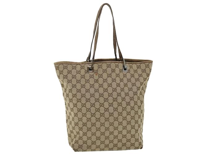 Sac cabas en toile GUCCI GG Beige Marron Auth 52754  ref.1061635