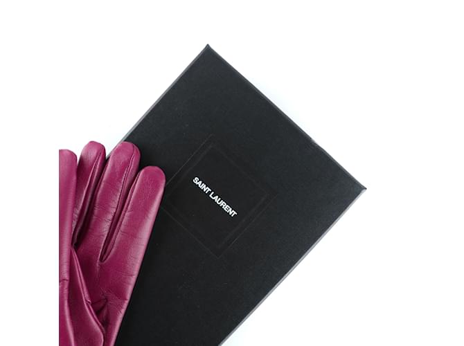 SAINT LAURENT  Gloves T.International M Leather Purple  ref.1061727