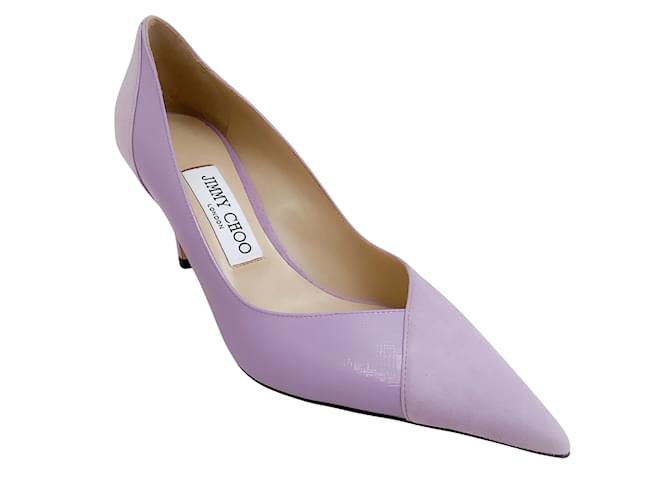 Jimmy Choo Wisteria Suede / Patent Leather Cass 75 Pumps Purple  ref.1061746