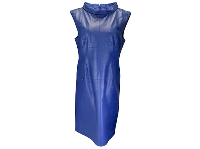 Autre Marque Worth Royal Blue Sleeveless Leather Midi Dress  ref.1061791