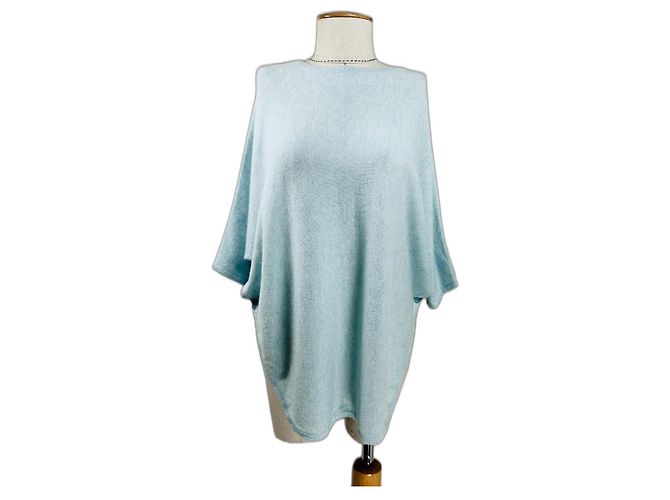 Autre Marque Kinross Kaschmir Poncho Pullover Blau 