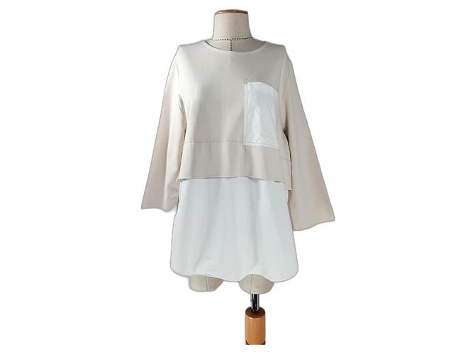 Top in cotone Cos bianco beige multicolore