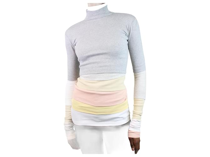 Autre Marque Multicoloured high-neck tiered top - size XS Multiple colors Cotton  ref.1061972